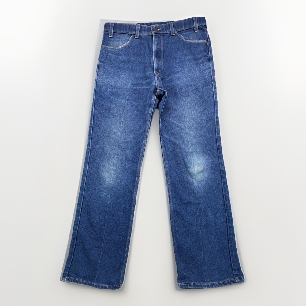 VTG Levis 547 Jeans Mens 36X29 (Fits 33x28) Blue Denim Poly Blend Orange Tab